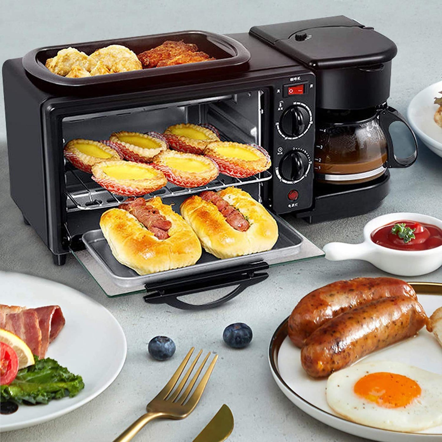 Macchina Per La Colazione 3 in 1 1050w Fornetto 9L Tostiera Macchina Caffè HOT