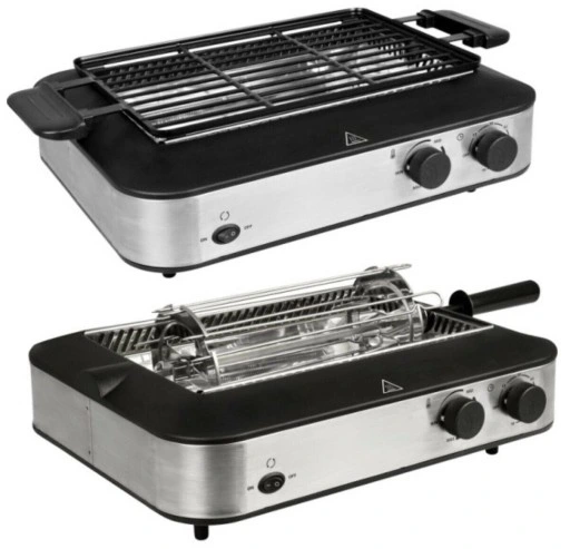 Barbecue elettrico per interni ed esterni 350°C Basso Fumo Timer 1600W Kebab BBQ