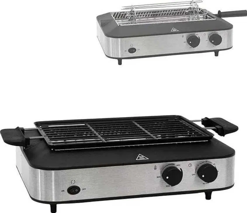 Barbecue elettrico per interni ed esterni 350°C Basso Fumo Timer 1600W Kebab BBQ