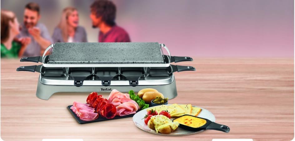 Tefal Pierrade Raclette, piastra in pietra con 10 padelle antiaderenti