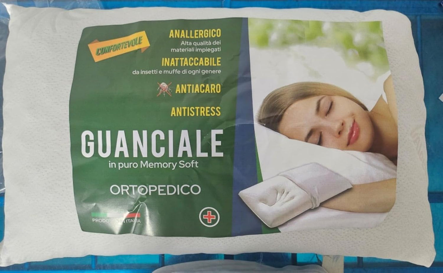 CUSCINO FIOCCO MEMORY FOAM FODERA ALOE VERA ORTOPEDICO ERGONOMICO ITALIA 16 H