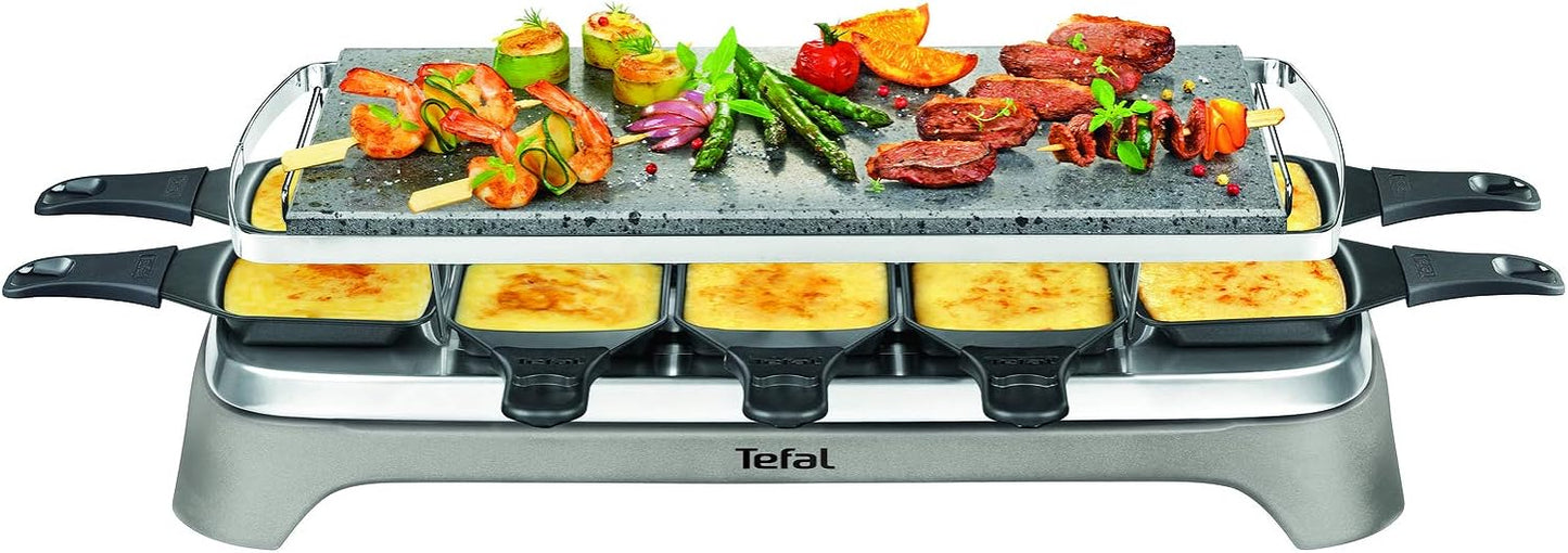 Tefal Pierrade Raclette, piastra in pietra con 10 padelle antiaderenti