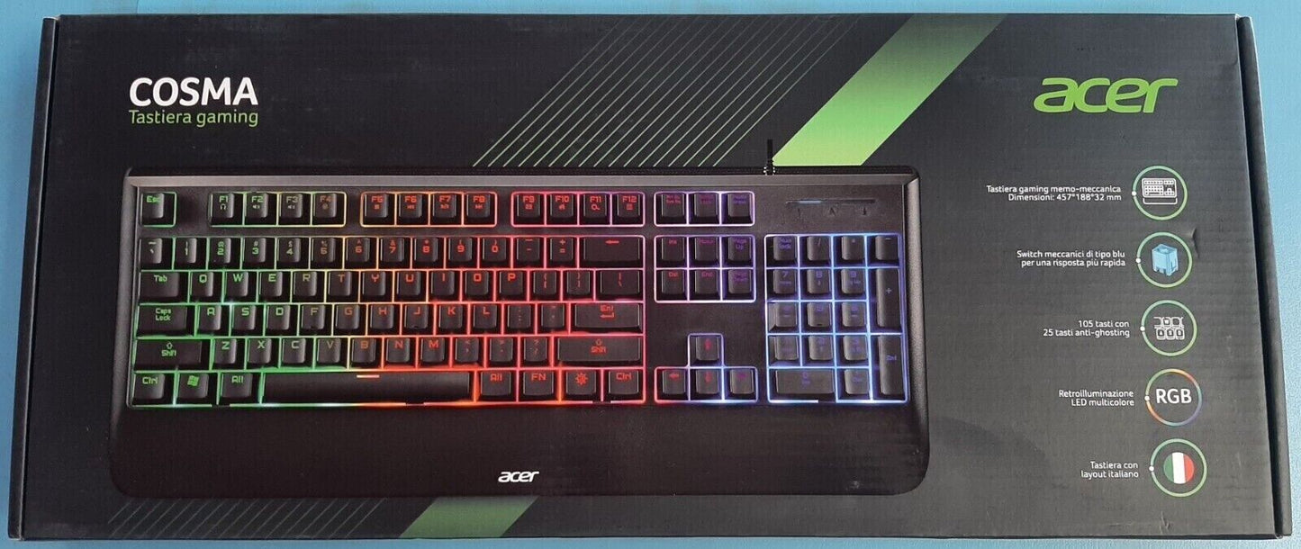ACER Gk1300 Tastiera Gaming Meccanica RGB Tastiere Retroilluminata Keyboard