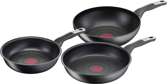 Tefal Unlimited On Set 3 Padelle 24 28 + Wok 28 Antiaderente Antigraffio NO PFOA