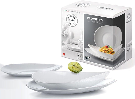 Bormioli Prometeo Servizio di Piatti in Vetro da Tavola PER 6 - 12 - 24 PERSONE