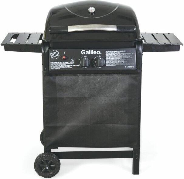 Galileo Barbecue a gas 2 bruciatori BBQ coperchio termometro integrato griglia