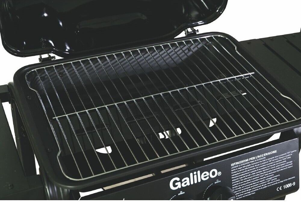 Galileo Barbecue a gas 2 bruciatori BBQ coperchio termometro integrato griglia