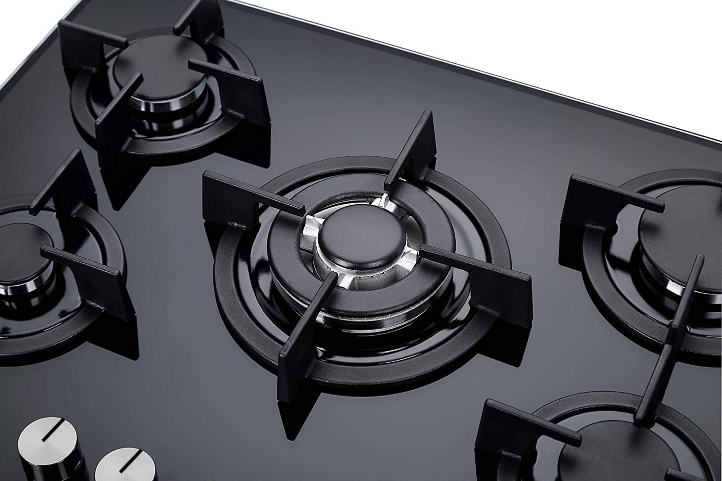 Staylux Piano cottura 90 cm vetro temperato nero fuochi in ghisa