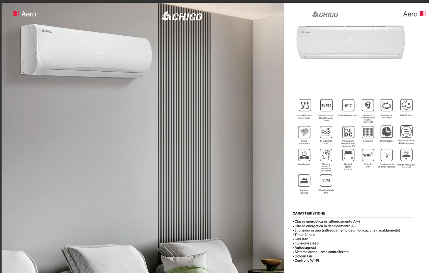 CHIGO Climatizzatore Condizionatore 18000 btu Inverter Smart Easy R32 A++