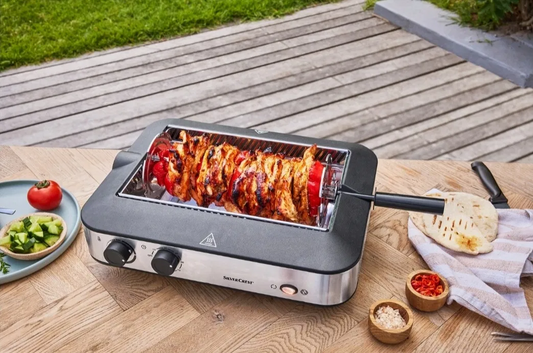Barbecue elettrico per interni ed esterni 350°C Basso Fumo Timer 1600W Kebab BBQ