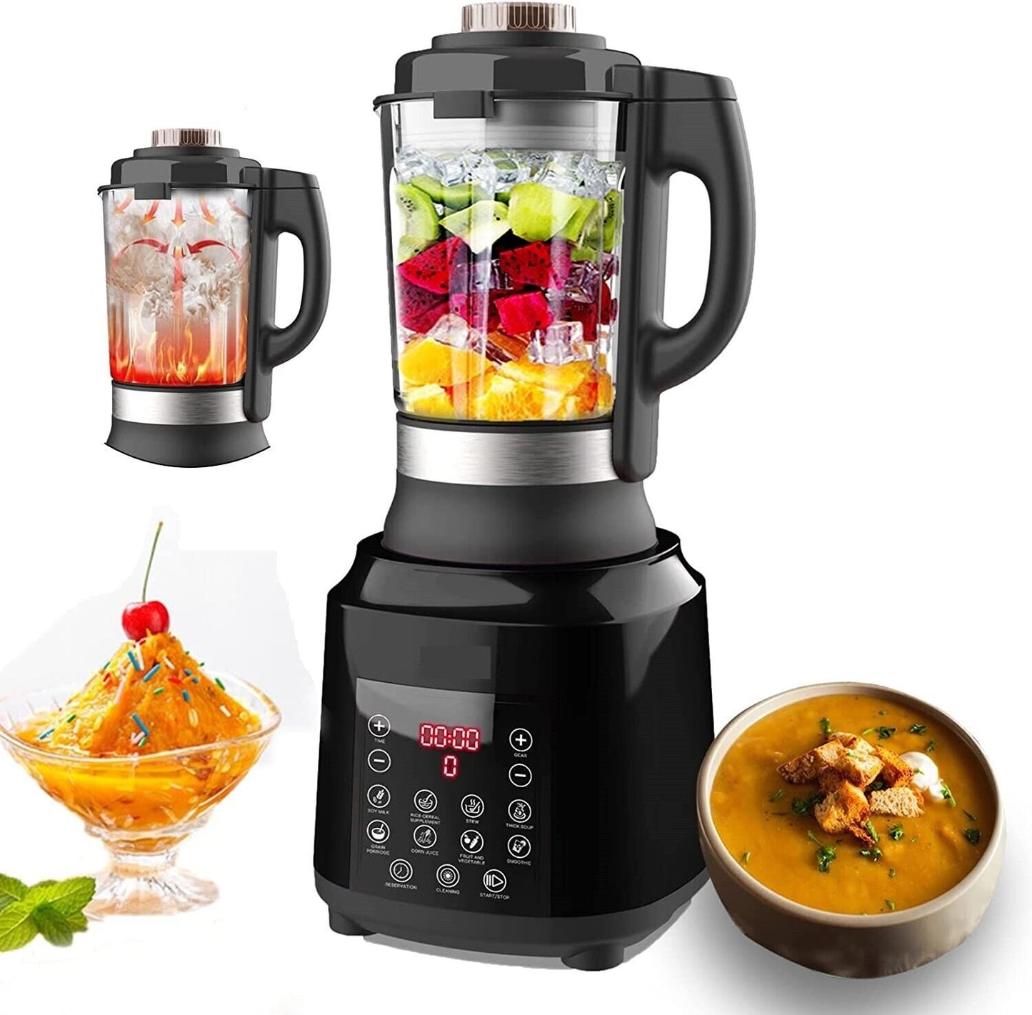 Frullatore Professionale Riscaldante Multifunzione Brocca Vetro 1,75L 800W touch
