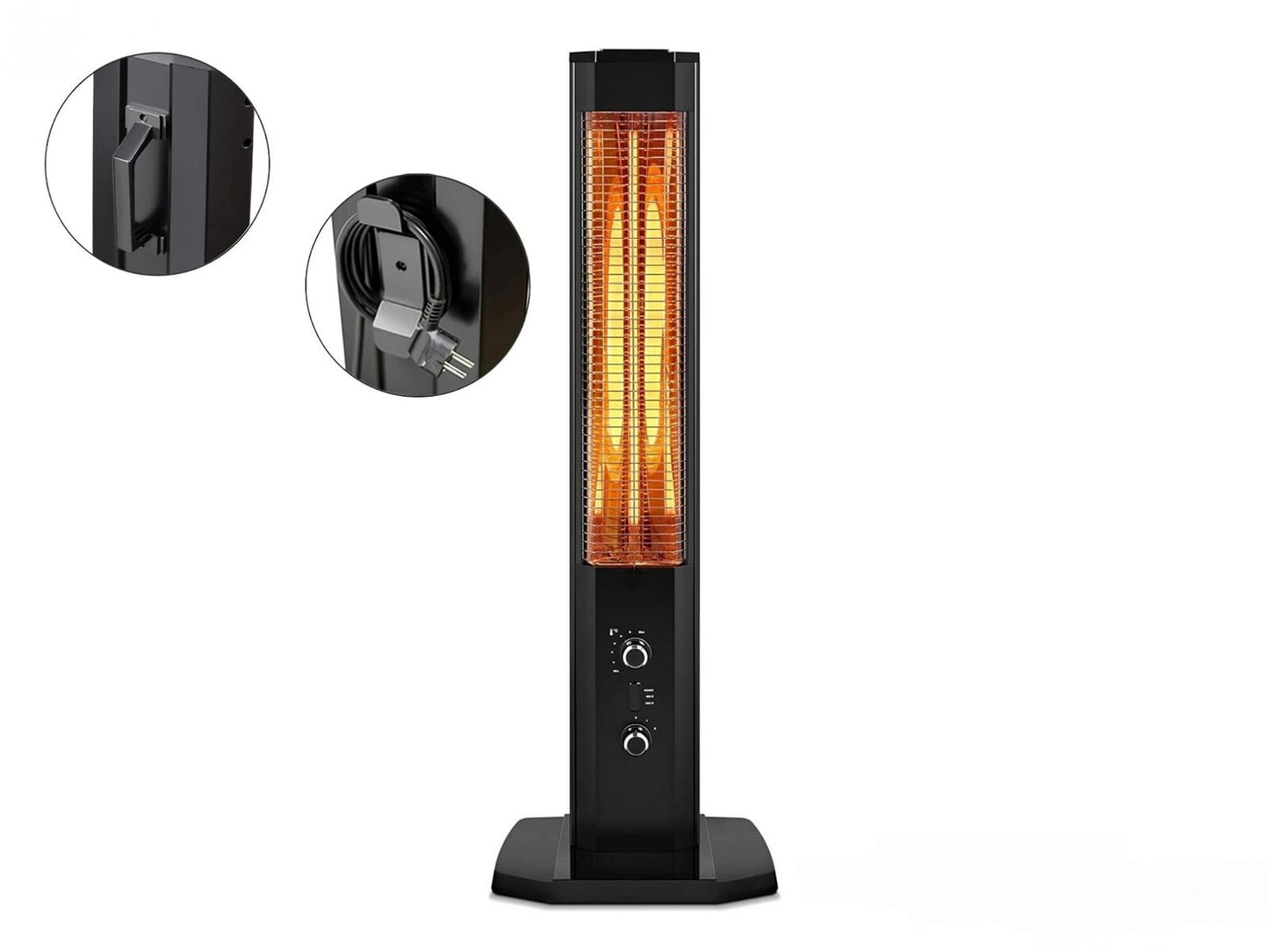 Kumtel Stufa riscaldatore a infrarossi con termostato verticale a colonna 1200W