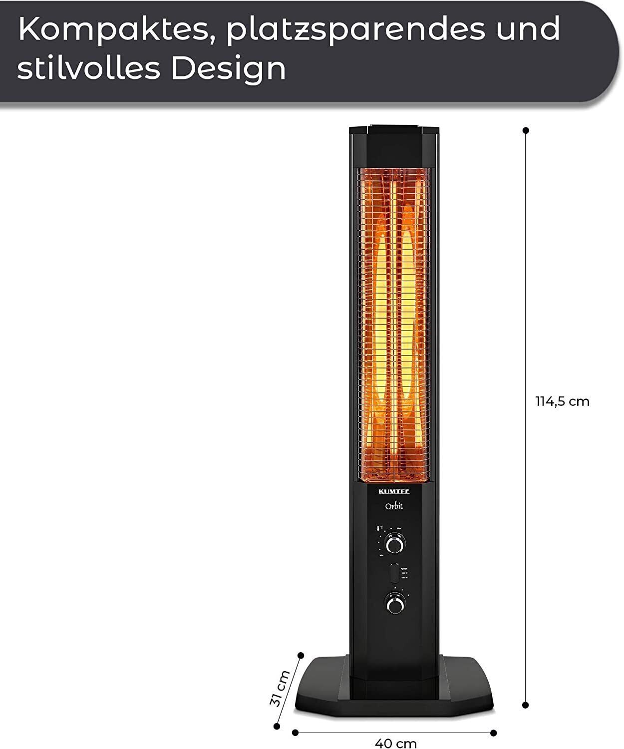 Kumtel Stufa riscaldatore a infrarossi con termostato verticale a colonna 1200W