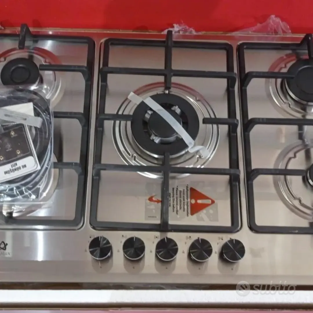 Staylux piano cottura 90 CM acciaio gas metano gpl inox 5 fuochi in ghisa