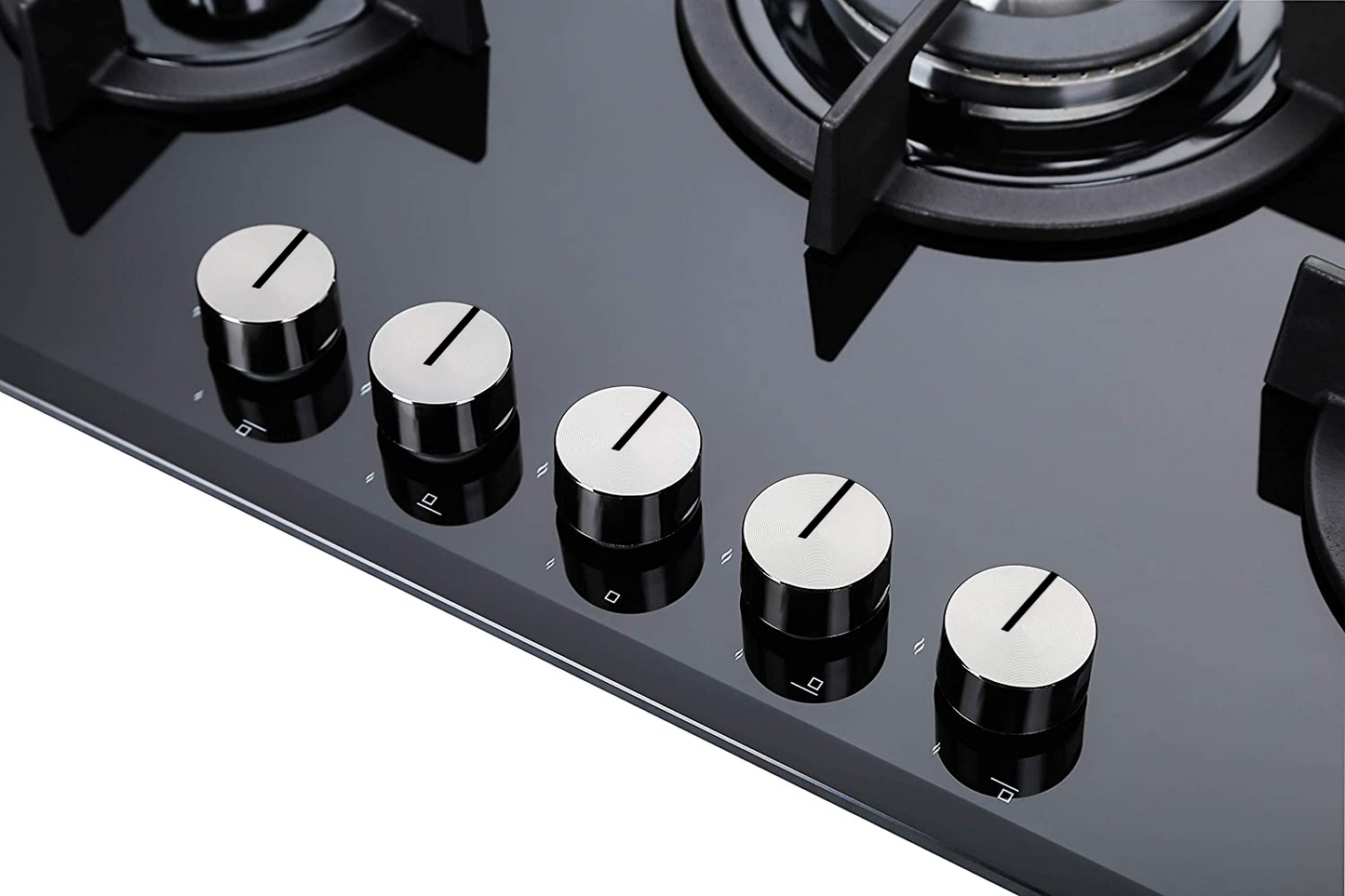 Staylux Piano cottura 75 cm vetro temperato nero fuochi in ghisa