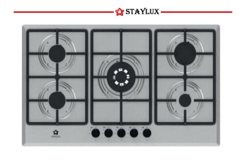 Staylux piano cottura 90 CM acciaio gas metano gpl inox 5 fuochi in ghisa